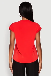 Womens Iris Airy Notch Neck Blouse, Red, Size S