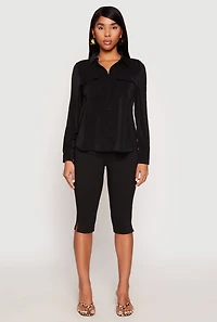 Iris Airy Button Front Cargo Pocket Blouse