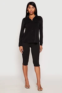 Iris Airy Button Front Cargo Pocket Blouse