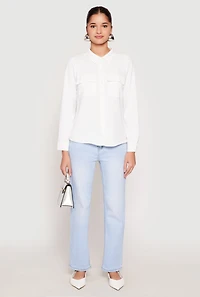Iris Airy Button Front Cargo Pocket Blouse