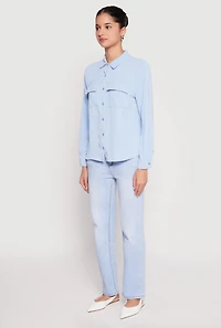 Womens Iris Airy Button Front Cargo Pocket Blouse,