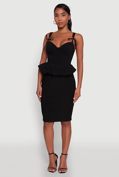 Womens Iris Peplum Bustier Top with Padded Cups and Tie Straps,