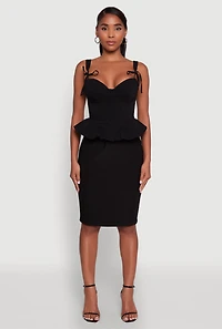 Womens Iris Peplum Bustier Top with Padded Cups and Tie Straps,