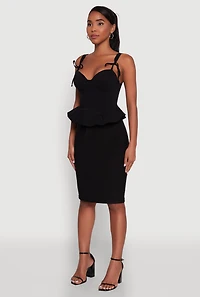 Womens Iris Peplum Bustier Top with Padded Cups and Tie Straps,
