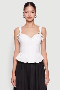 Womens Iris Peplum Bustier Top with Padded Cups and Tie Straps,