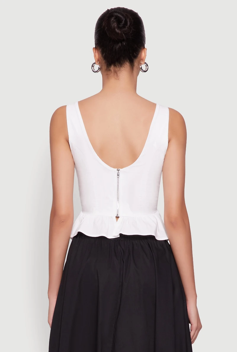 Womens Iris Peplum Bustier Top with Padded Cups and Tie Straps,