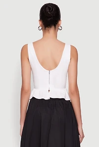 Womens Iris Peplum Bustier Top with Padded Cups and Tie Straps, White, Size L