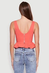 Womens Iris Peplum Bustier Top with Padded Cups and Tie Straps, Orange, Size M