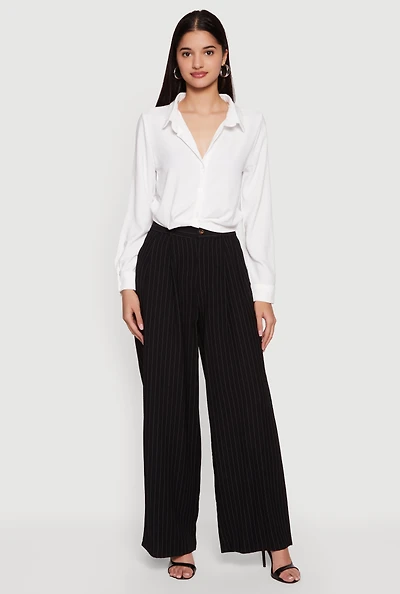 Crepe Knit Cropped Button Front Shirt