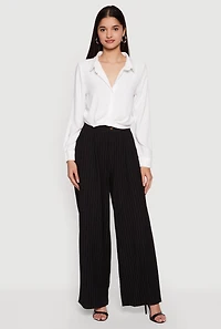 Crepe Knit Cropped Button Front Shirt