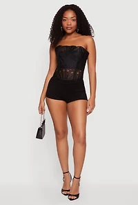 Lace Up Back Eyelet Mesh Corset Top