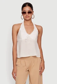 Lace Detail Halter Babydoll Top