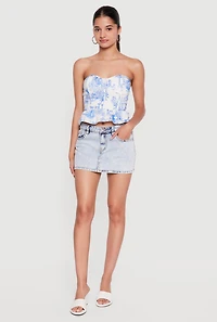 Toile de Jouy Peplum Bustier Crop Top