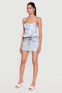 Toile de Jouy Peplum Bustier Crop Top