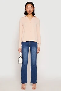 Crepe Knit Button Front Shirt
