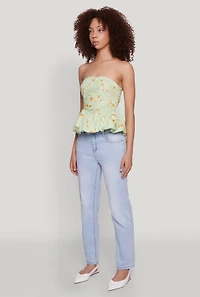 Womens Bow Print Bubble Hem Blouse, Green, Size M