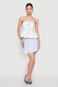 Womens Bow Print Bubble Hem Blouse, White, Size M