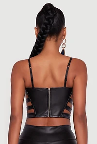 Faux Leather Cropped Caged Side Bustier