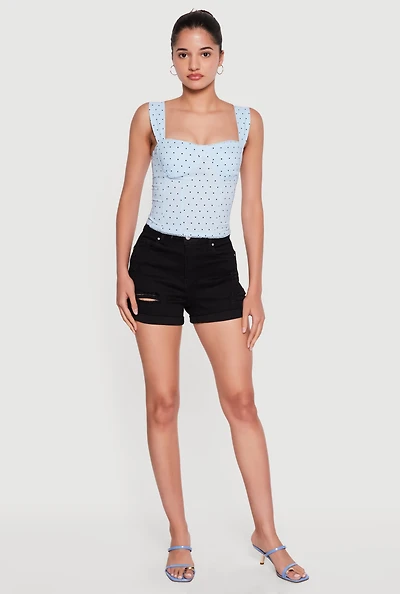 Lace Trim Polka Dot Bustier Top