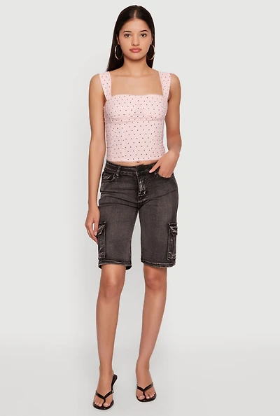 Lace Trim Polka Dot Bustier Top