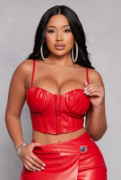 Haute Monde Faux Leather Bustier Top
