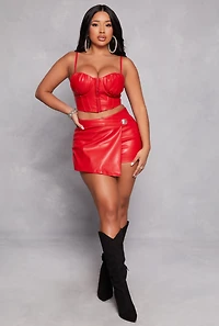 Haute Monde Faux Leather Bustier Top