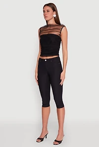 Womens High Neck Mesh Crop Top,