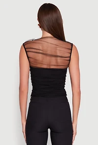 Womens High Neck Mesh Crop Top,