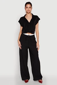 Iris Twist Hem Cropped Shirt