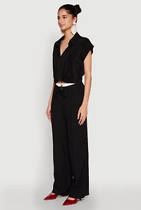 Womens Iris Twist Hem Cropped Shirt, Black, Size S