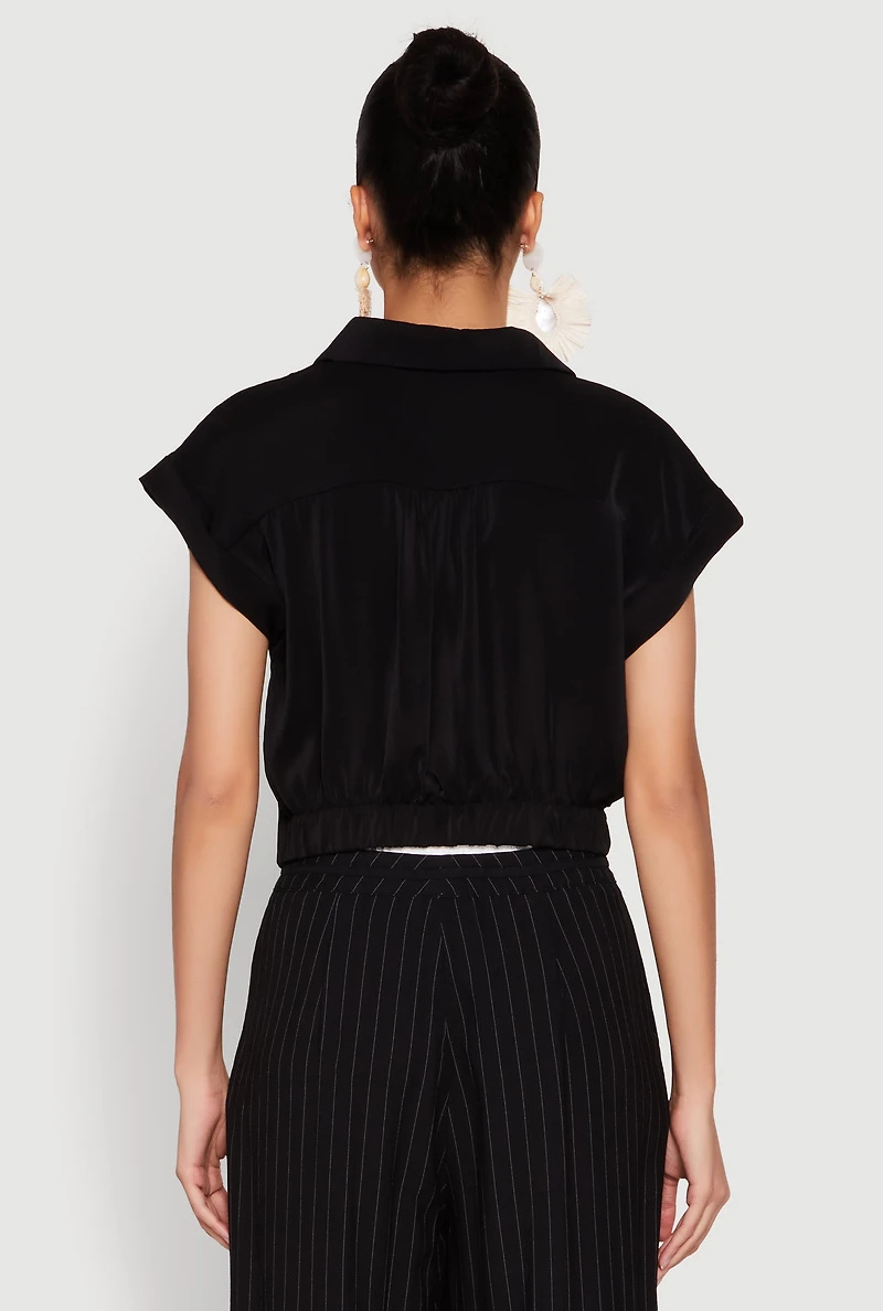 Womens Iris Twist Hem Cropped Shirt,