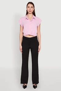 Iris Twist Hem Cropped Shirt