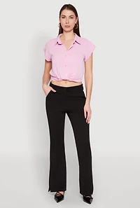 Womens Iris Twist Hem Cropped Shirt, Pink, Size S