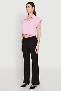 Womens Iris Twist Hem Cropped Shirt, Pink, Size S