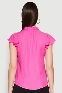 Womens Iris Crochet Detail Flounce Sleeve Blouse,