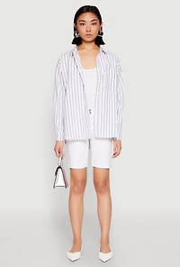 Iris Striped Linen Button Front Shirt