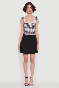 Womens Chic Lace Trim Gingham Smocked Blouse, Multi, Size S