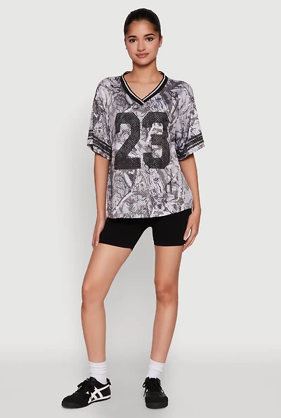 Womens 23 Football Graphic Top, Grey, Size S