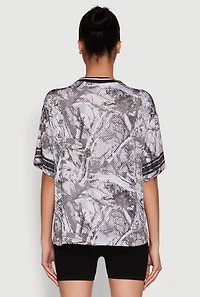 Womens 23 Football Graphic Top, Grey,