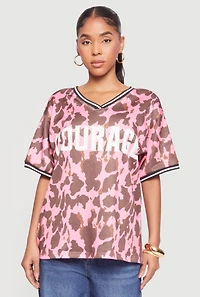 Courage Graphic Contrast Trim Mesh Jersey