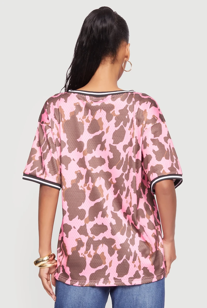 Courage Graphic Contrast Trim Mesh Jersey