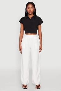 Womens Cap Sleeve Cropped Shirt,