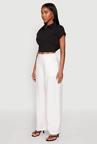 Womens Cap Sleeve Cropped Shirt,