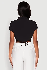 Womens Cap Sleeve Cropped Shirt,