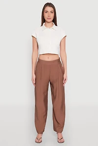 Womens Cap Sleeve Cropped Shirt, White, Size S