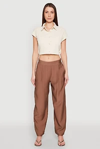 Womens Cap Sleeve Cropped Shirt, S