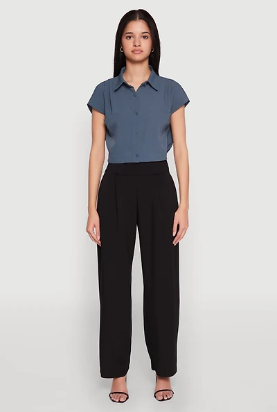 Womens Cap Sleeve Cropped Shirt,