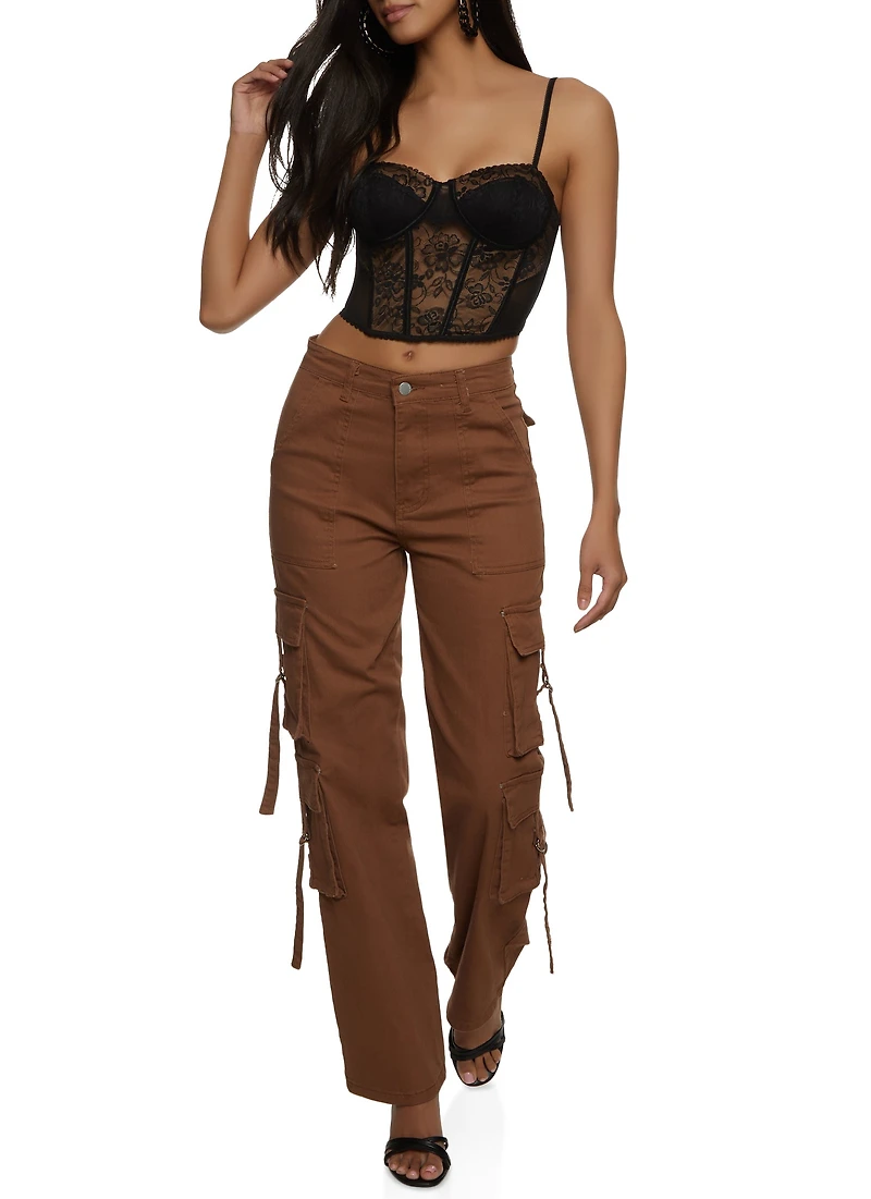 Womens Floral Lace Corset Bustier Top,