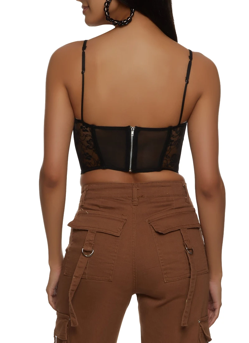 Womens Floral Lace Corset Bustier Top,