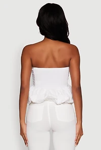 Womens Trendy Pintuck Detail Bubble Hem Top, White, Size S